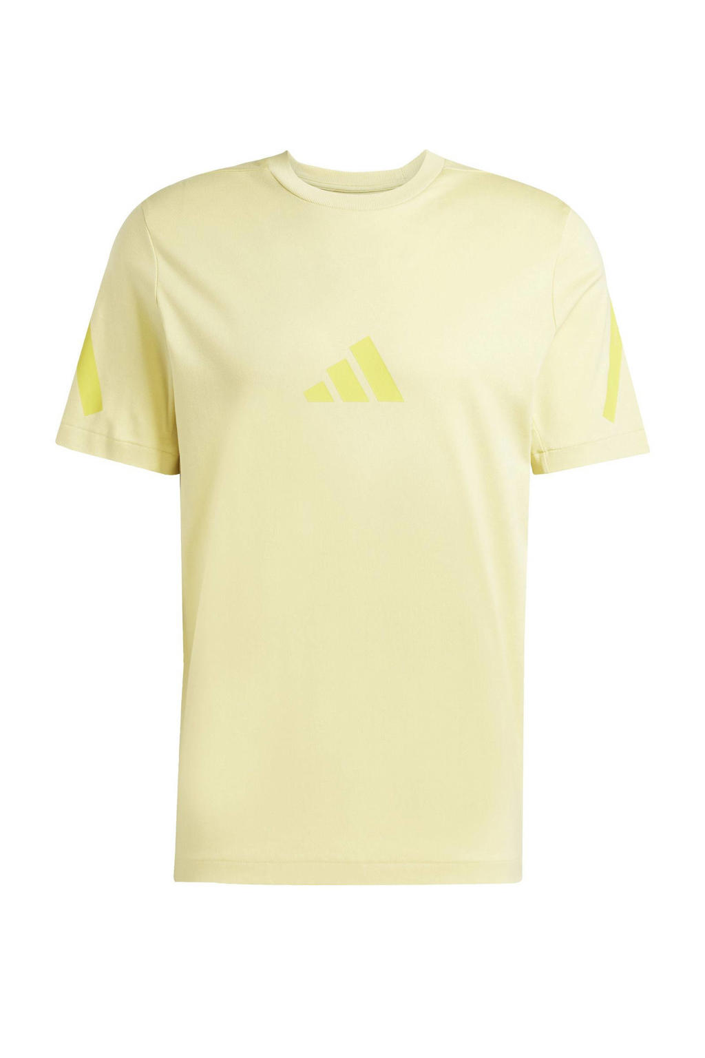 Gele heren adidas Sportswear T-shirt van katoen met logo dessin, korte mouwen en ronde hals