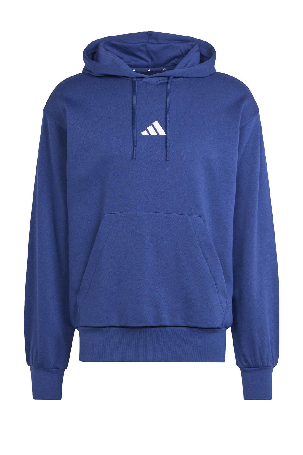 Blauwe heren adidas Sportswear fleece hoodie met effen, lange mouwen en capuchon