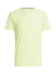 thumbnail: Lichtgele heren adidas Performance hardloopshirt van polyester met effen, korte mouwen en ronde hals