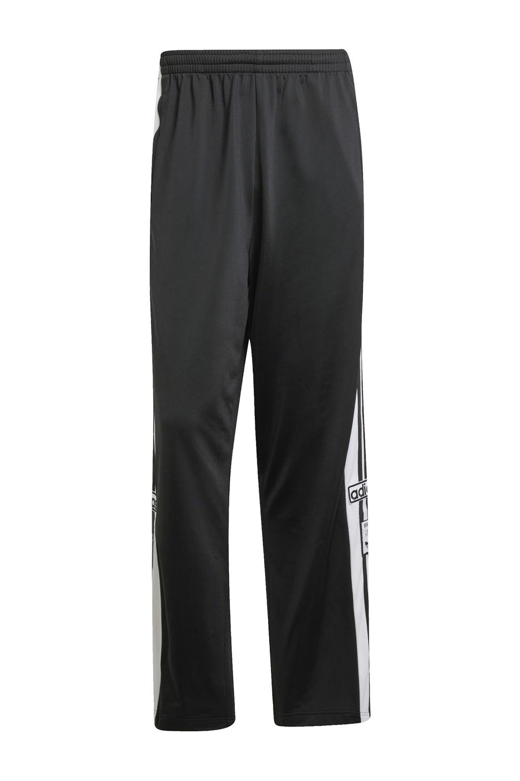Zwarte heren adidas Originals broek Adibreak van polyester met elastische tailleband met koord en meerkleurige print