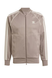 thumbnail: Bruine heren adidas Originals Adicolor Classics vest met effen, lange mouwen, ronde hals en ritssluiting