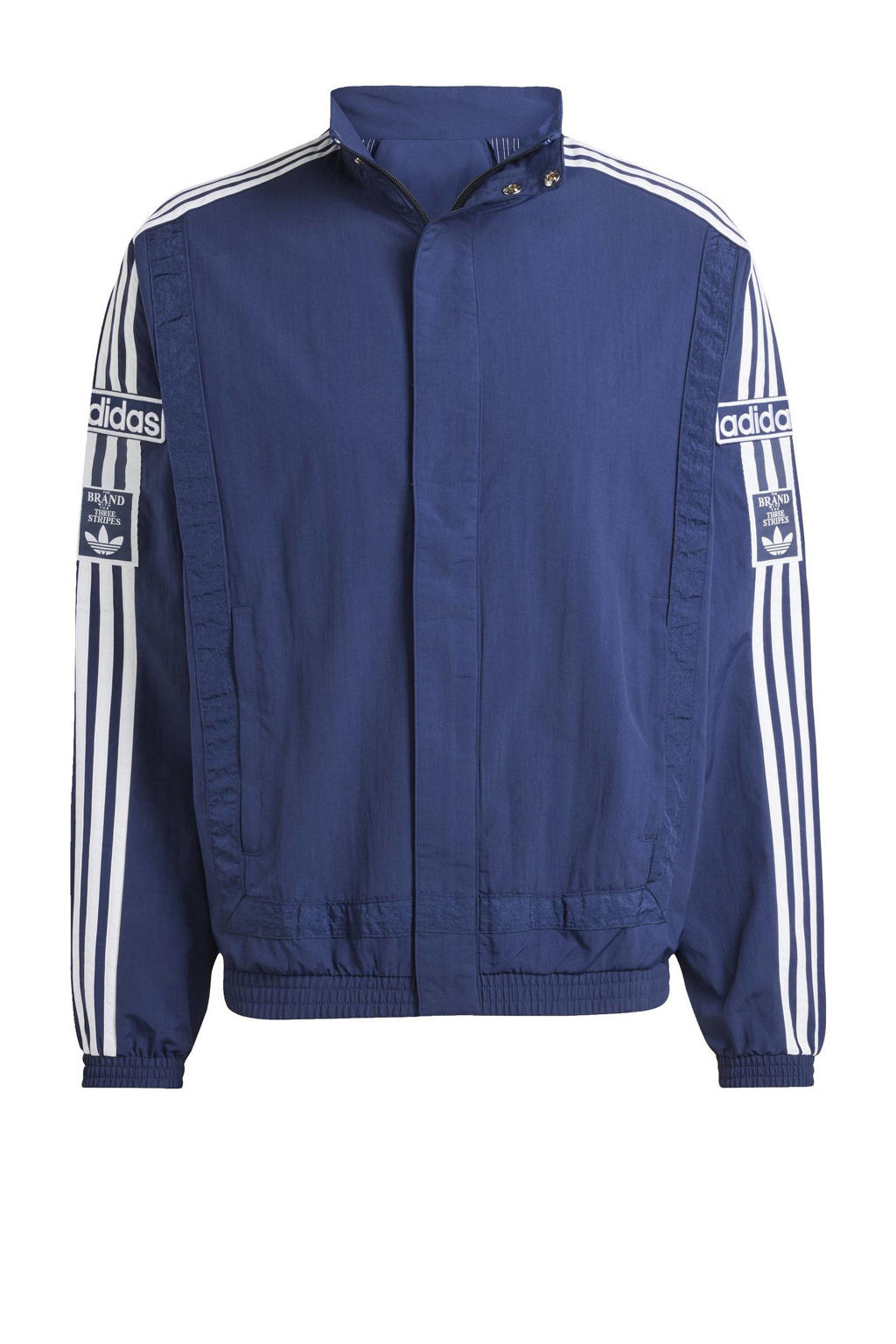 Blauw en witte heren adidas Originals jack Adibreak van polyamide met effen, lange mouwen, opstaande kraag en rits met windvanger