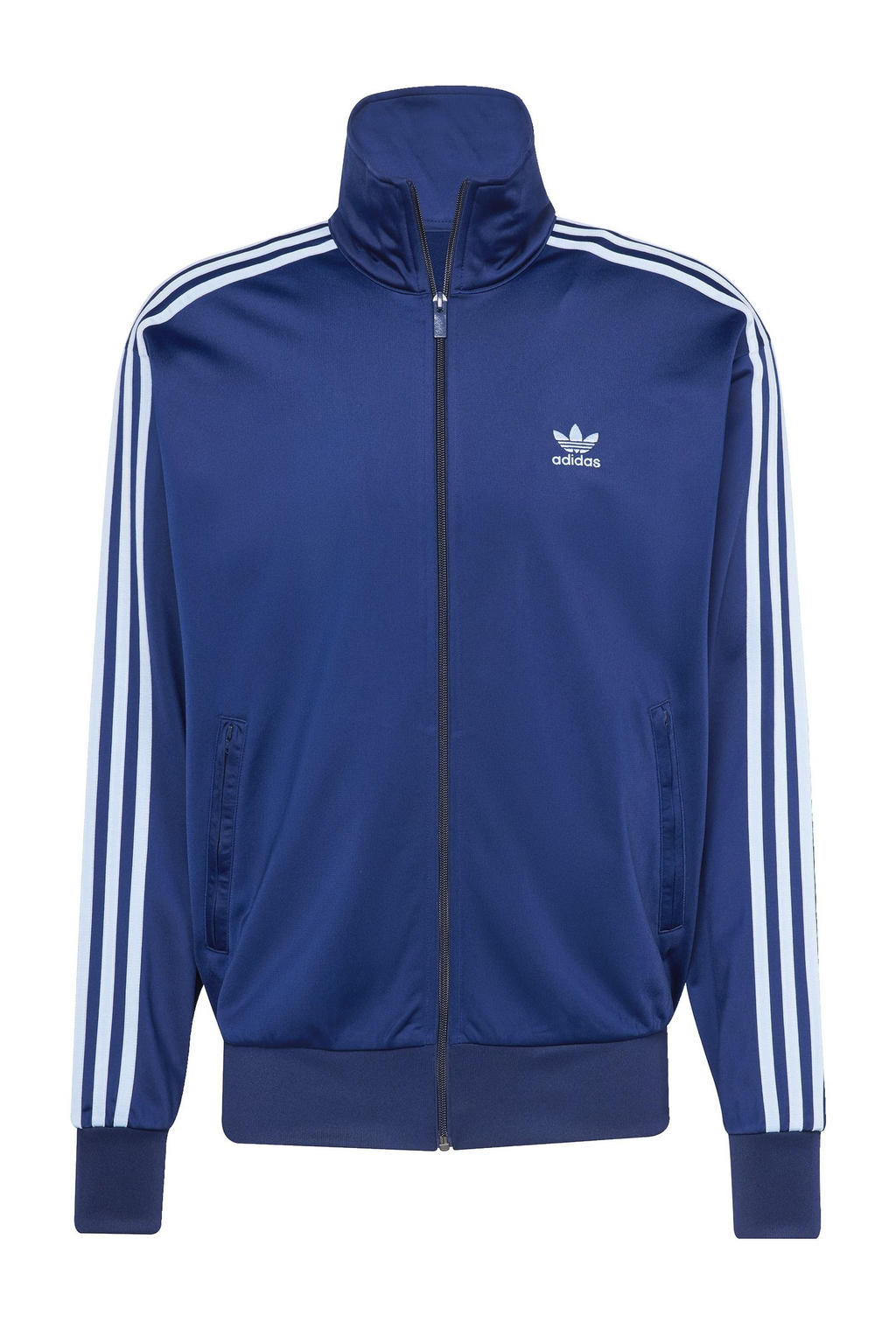 Blauwe heren adidas Originals Adicolor Classics Firebird vest met lange mouwen, opstaande kraag en ritssluiting