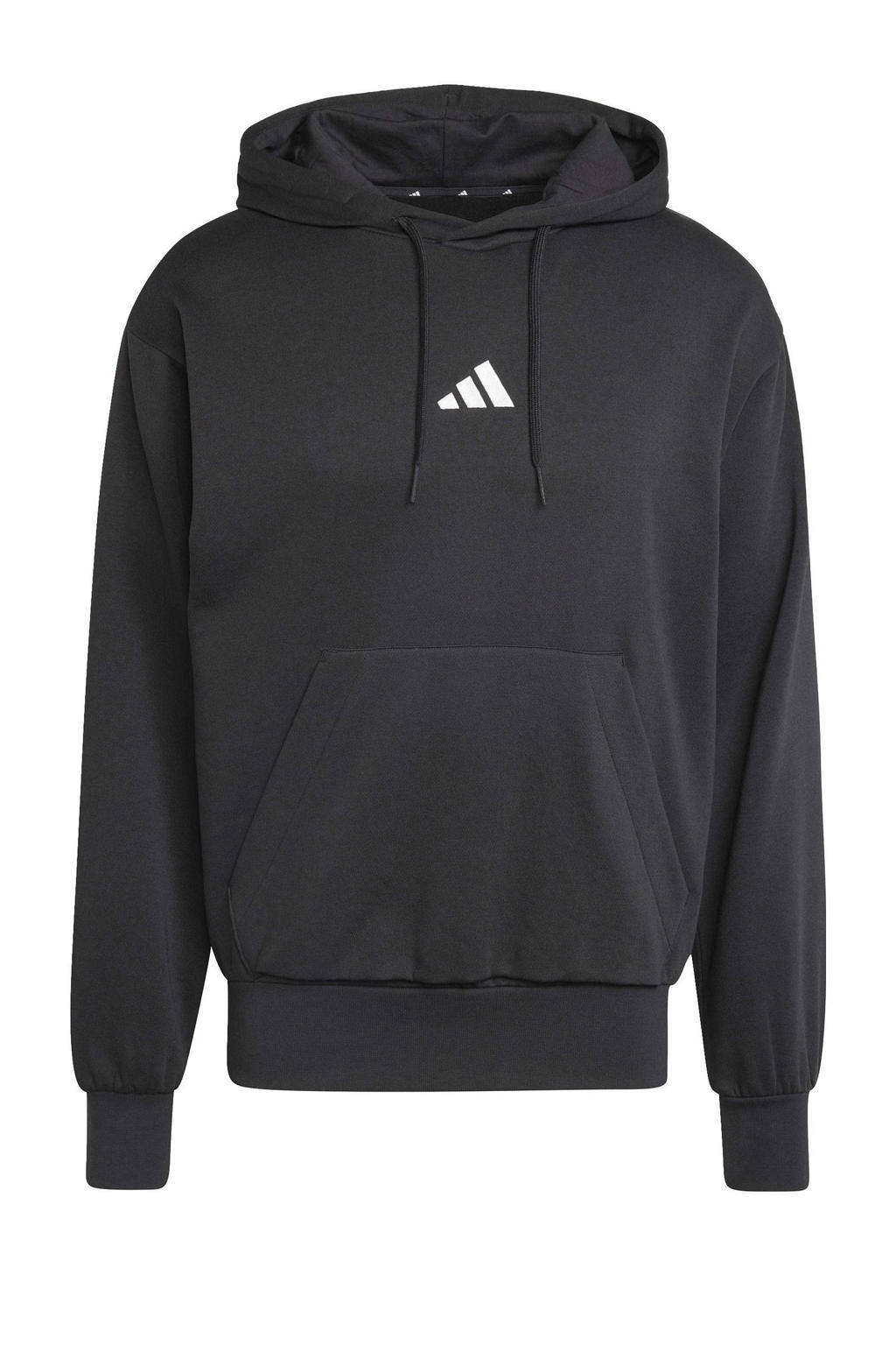 Zwarte heren adidas Sportswear fleece hoodie met effen, lange mouwen en capuchon