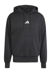 thumbnail: Zwarte heren adidas Sportswear fleece hoodie met effen, lange mouwen en capuchon