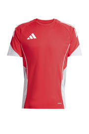 thumbnail: Rood en witte heren adidas Performance voetbalshirt Tiro 25C van polyester met korte mouwen en ronde hals