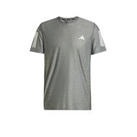 thumbnail: Grijze heren adidas Performance hardloopshirt van polyester met effen, korte mouwen en ronde hals