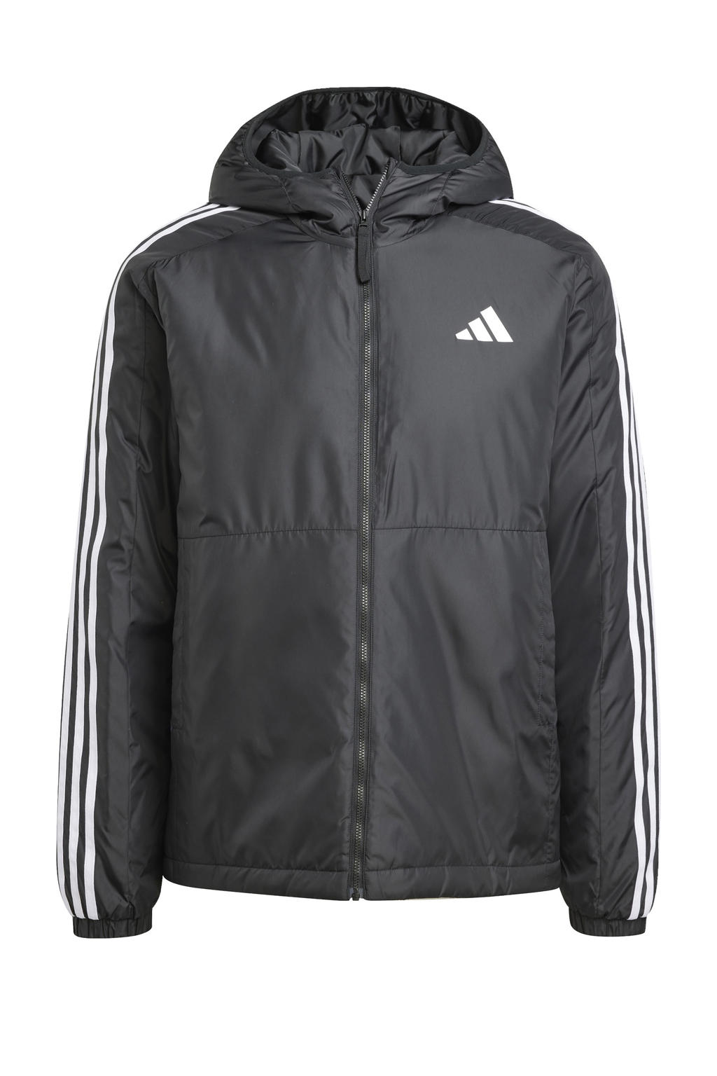 Zwart en witte heren adidas Sportswear outdoor jas van polyester met meerkleurige print, lange mouwen, capuchon en ritssluiting