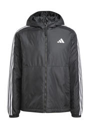 thumbnail: Zwart en witte heren adidas Sportswear outdoor jas van polyester met meerkleurige print, lange mouwen, capuchon en ritssluiting