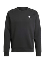 thumbnail: Zwarte heren adidas Originals Trefoil Essentials sweater van fleece met logo dessin, lange mouwen en ronde hals