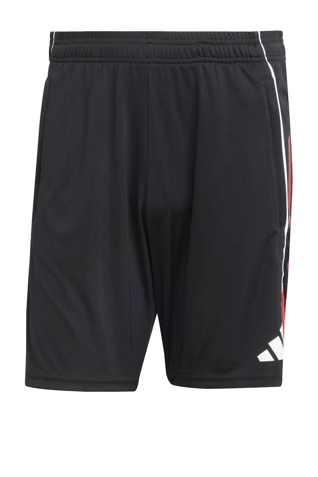 Zwart en rode heren adidas Performance voetbalshort Tiro 25C van polyester met elastische tailleband met koord