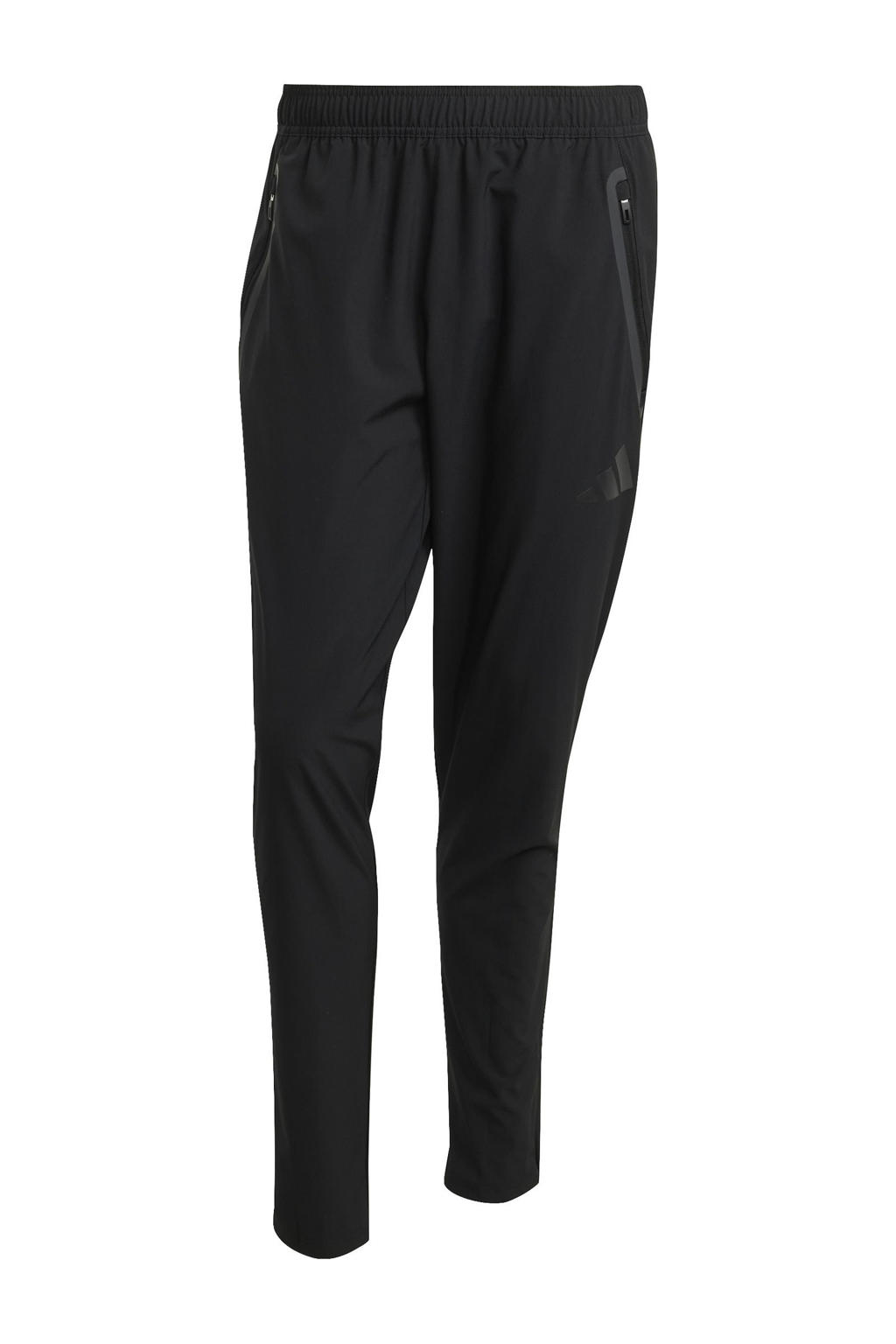 Zwarte heren adidas Performance trainingsbroek Tiro 25C van polyester met tapered fit, regular waist en effen
