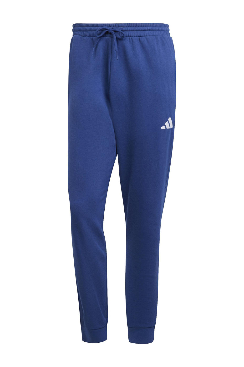 Blauwe heren adidas Sportswear joggingbroek van katoen met tapered fit, regular waist, elastische tailleband met koord en logo dessin