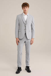 thumbnail: Lichtgrijze heren WE Fundamentals Tall fit colbert van polyester met melée print, reverskraag en geweven detail