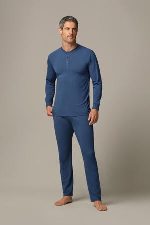 pyjamabroek met bamboe denimblauw
