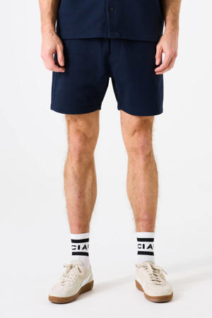 regular sweatshort met textuur donkerblauw