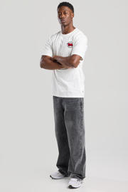 thumbnail: Witte heren America Today T-shirt van katoen met backprint, korte mouwen en ronde hals