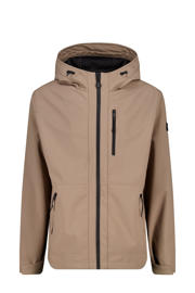 thumbnail: Bruine heren America Today softshell jas van polyester met effen, lange mouwen, capuchon en ritssluiting