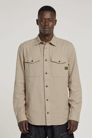 slim fit denim overhemd Marine kaki