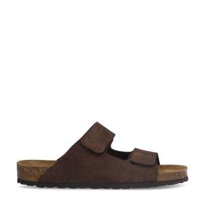   suède slippers bruin