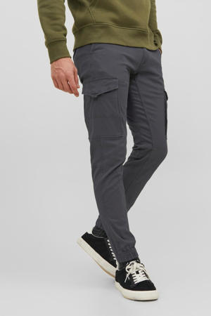 slim cargo broek grijs