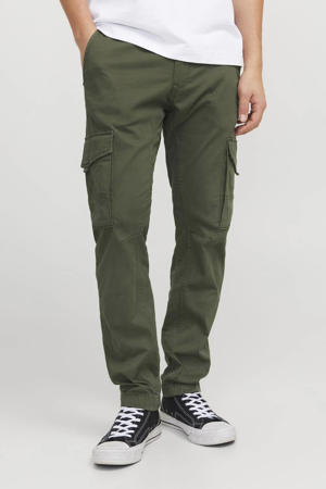slim cargo broek groen