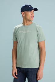 thumbnail: Lichtgroene heren Ballin T-shirt van katoen met logo dessin, korte mouwen en ronde hals