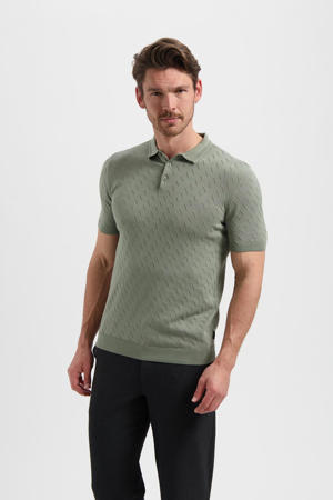 regular polo met textuur groen