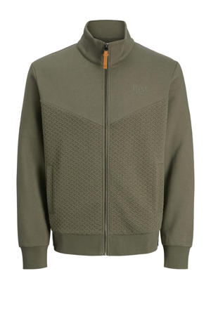 sweatvest met textuur olijfgroen