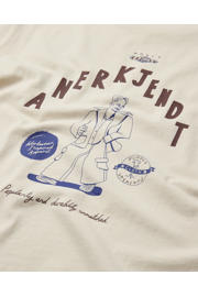 thumbnail: Beige heren Anerkjendt T-shirt van katoen met backprint, korte mouwen en ronde hals