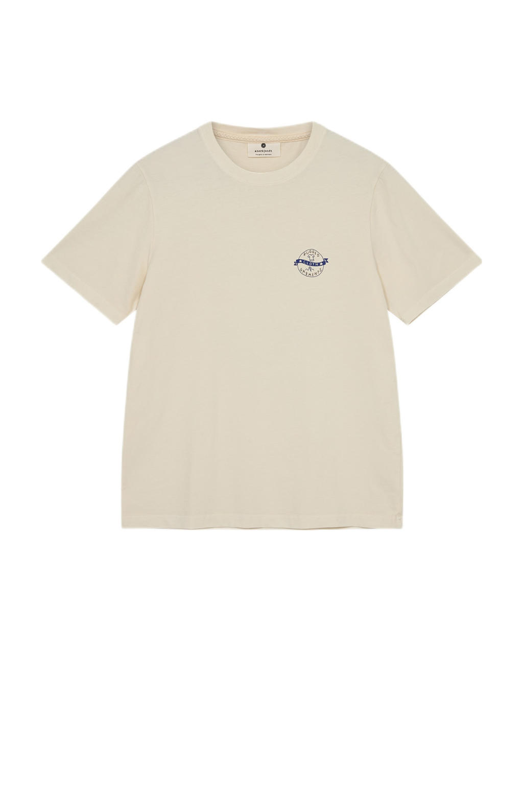 Ecru heren Anerkjendt T-shirt van katoen met backprint, korte mouwen en ronde hals