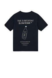thumbnail: Donkerblauwe heren Anerkjendt T-shirt van katoen met backprint, korte mouwen en ronde hals