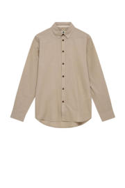 thumbnail: Beige heren Anerkjendt linnen casual overhemd met effen, lange mouwen, klassieke kraag en knoopsluiting