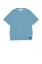 thumbnail: Blauwe heren Anerkjendt T-shirt van corduroy met effen, korte mouwen en ronde hals