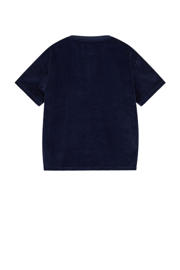 thumbnail: Donkerblauwe heren Anerkjendt t-shirt van corduroy met effen, korte mouwen en ronde hals