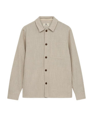 linnen regular overshirt met textuur ecru