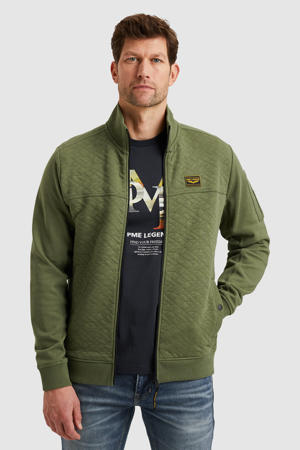 sweatvest met textuur donkergroen