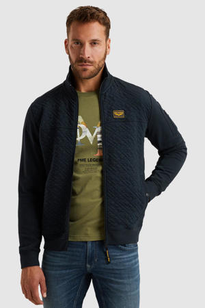 sweatvest met textuur donkerblauw