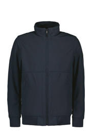thumbnail: Donkerblauwe heren Airforce softshell jas met effen, lange mouwen, opstaande kraag, ritssluiting en geribde boorden