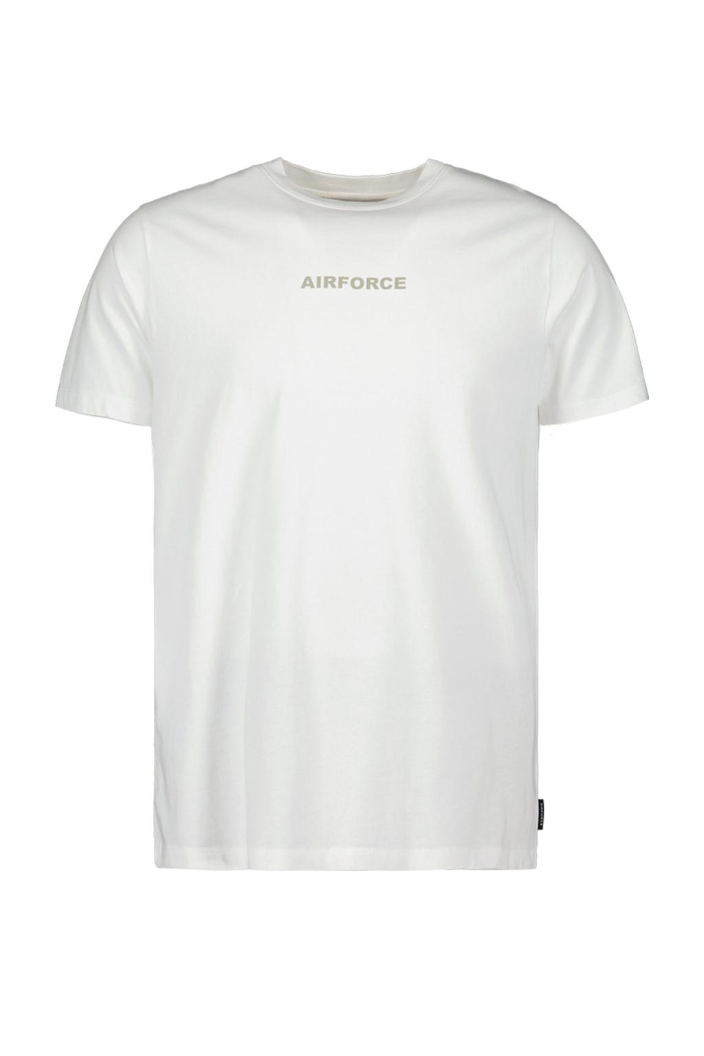Witte heren Airforce T-shirt van katoen met backprint, korte mouwen en ronde hals