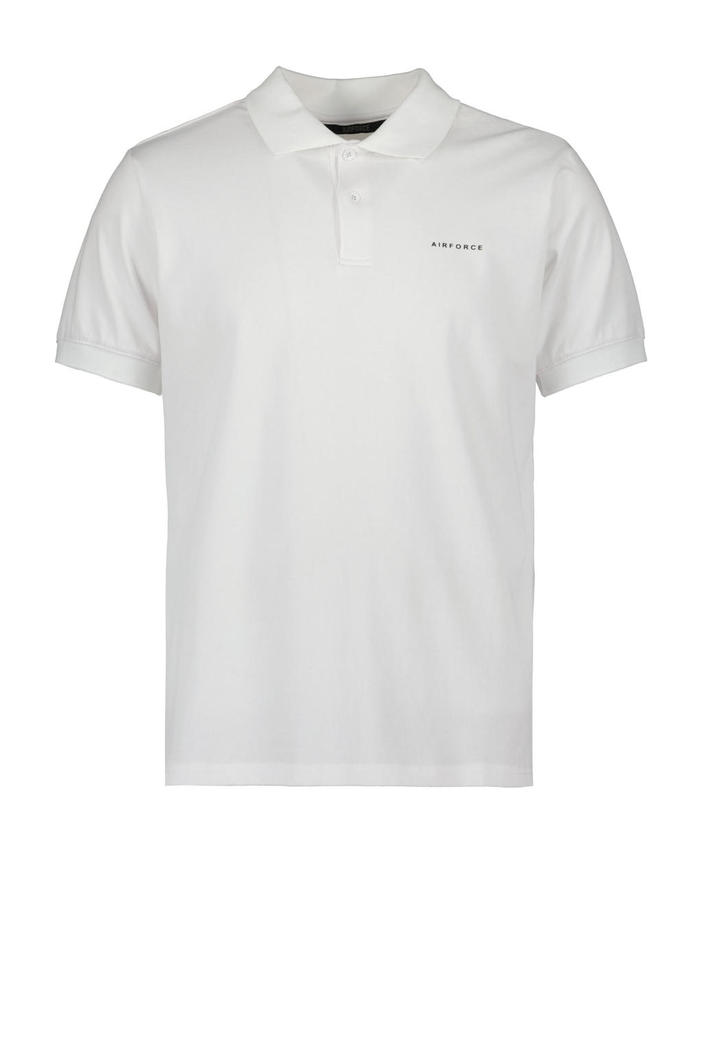 Witte heren Airforce regular polo van katoen met logo dessin, korte mouwen, klassieke kraag en knoopsluiting