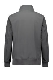 thumbnail: Grijze heren Airforce softshell jas met effen, lange mouwen, opstaande kraag, ritssluiting en geribde boorden