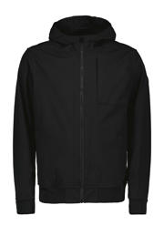 thumbnail: Zwarte heren Airforce softshell jas met effen, lange mouwen, capuchon en ritssluiting