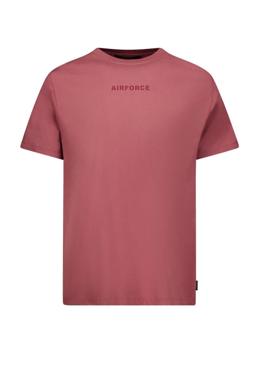 Roze heren Airforce T-shirt van katoen met backprint, korte mouwen en ronde hals