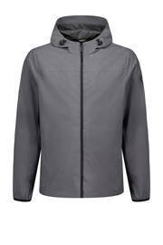 thumbnail: Grijze heren Airforce zomerjas van polyester met effen, lange mouwen, capuchon en ritssluiting