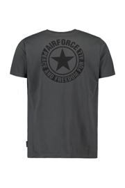 thumbnail: Grijze heren Airforce t-shirt van katoen met backprint, korte mouwen en ronde hals