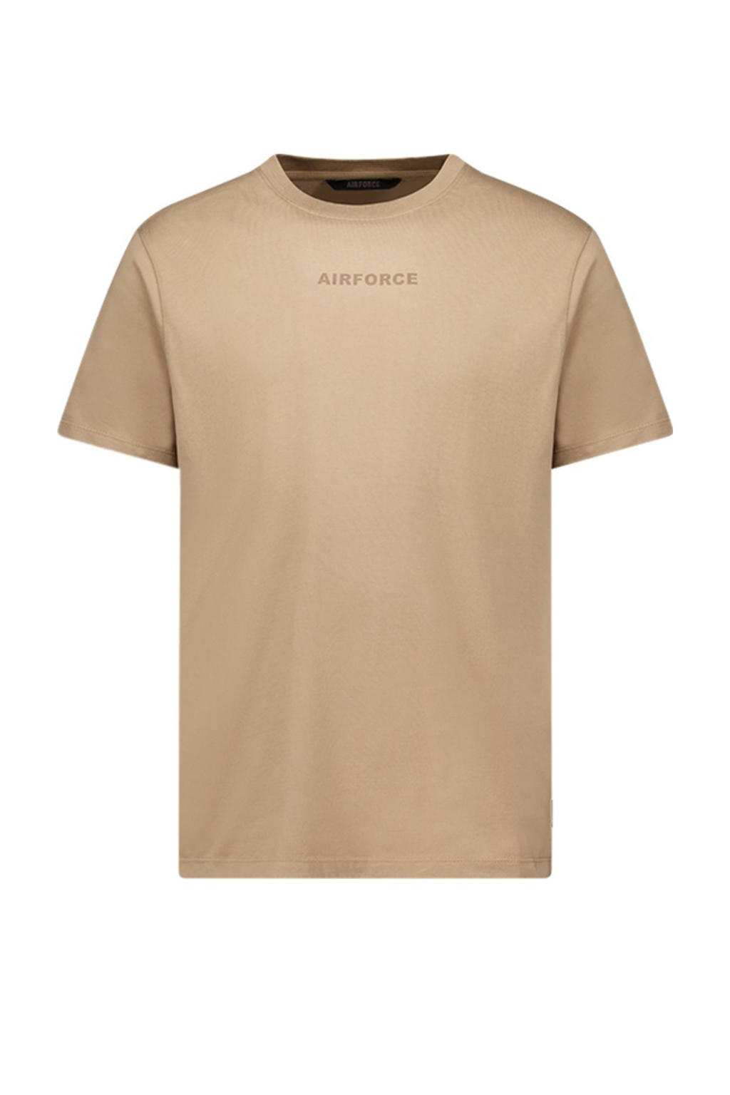 Lichtbruine heren Airforce t-shirt van katoen met backprint, korte mouwen en ronde hals