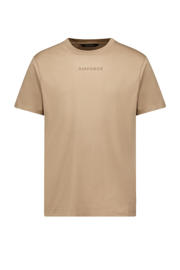 thumbnail: Lichtbruine heren Airforce t-shirt van katoen met backprint, korte mouwen en ronde hals