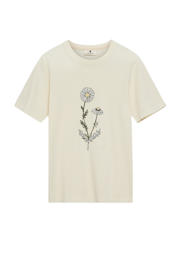 thumbnail: Ecru heren Anerkjendt T-shirt van katoen met printopdruk, korte mouwen en ronde hals