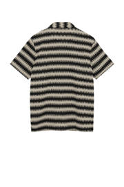 thumbnail: Beige heren Anerkjendt casual overhemd van katoen met strepenprint, korte mouwen, reverskraag, knoopsluiting en crochet